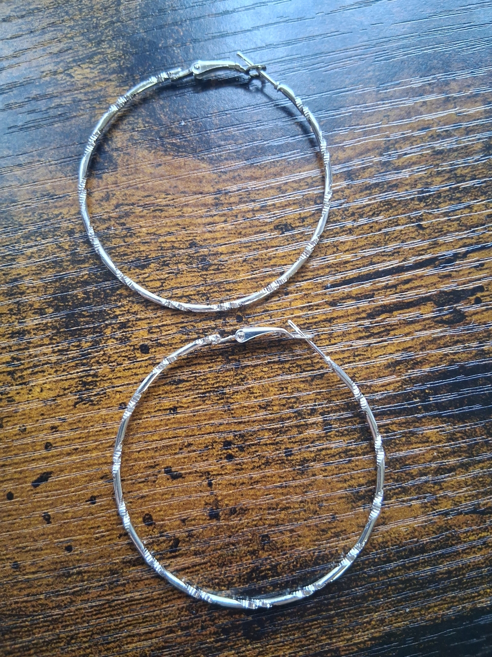 Silver Textured Hoop Earrings - Classic Women’s Jewelry